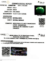 9.05/CT Natural Panna Stone with Govt. Lab Certificate-12500D51205